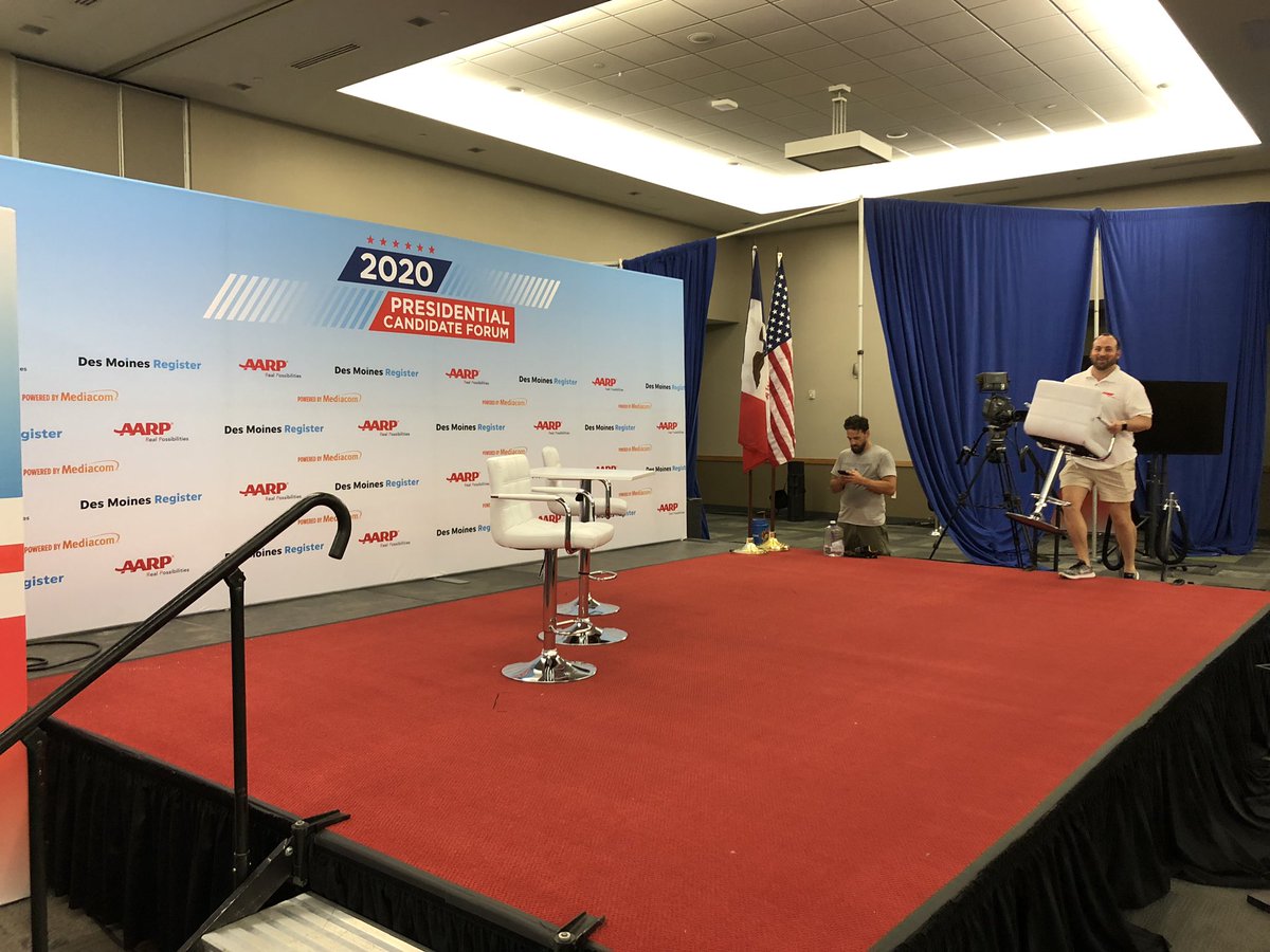 Hey @TimRyan @TulsiGabbard @JohnDelaney and @MichaelBennet - @CC_TX_Federal just set your chair for our #AARPIowaForums in Cedar Rapids today. Doors open 1:00!