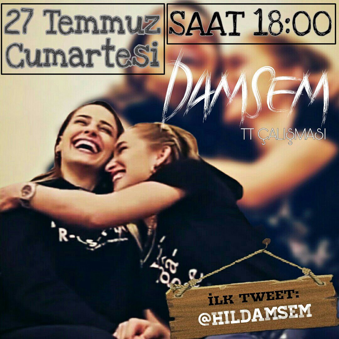 🔊 ᴅᴜʏᴜʀᴜ! 🔊
•••
🔸27 Temmuz Cumartesi günü 📅
🔸Saat 18:00'de TT çalışmamız olacaktır. 🕕
🔸Tüm DamSem severlerini bekleriz... 💫
🔸ɪʟᴋ ᴛᴡᴇᴇᴛ: ↔ <a href="/HilDamSem/">❥ ` ᴅᴀᴍsᴇᴍғᴄ `</a>
•••
<a href="/damlacan_/">Damlacan</a> <a href="/semaaydemir1985/">Sema Aydemir</a> #DamlaCan #SemaAydemir ¦ #DamSem #SemDam #DamSemFC ¦ #survivor