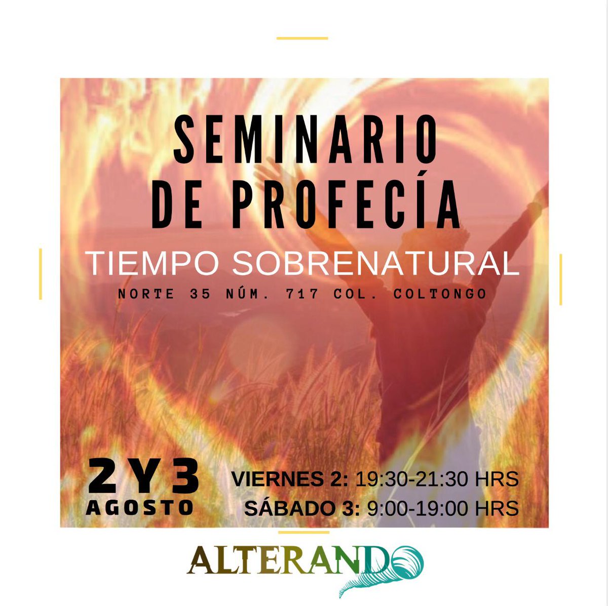alterando_'s tweet photo. Seminario de Profecía en #Alterando
• 2 y 3 de agosto
¡Corre a inscribirte!😃 https://t.co/u6RHu7Df4U