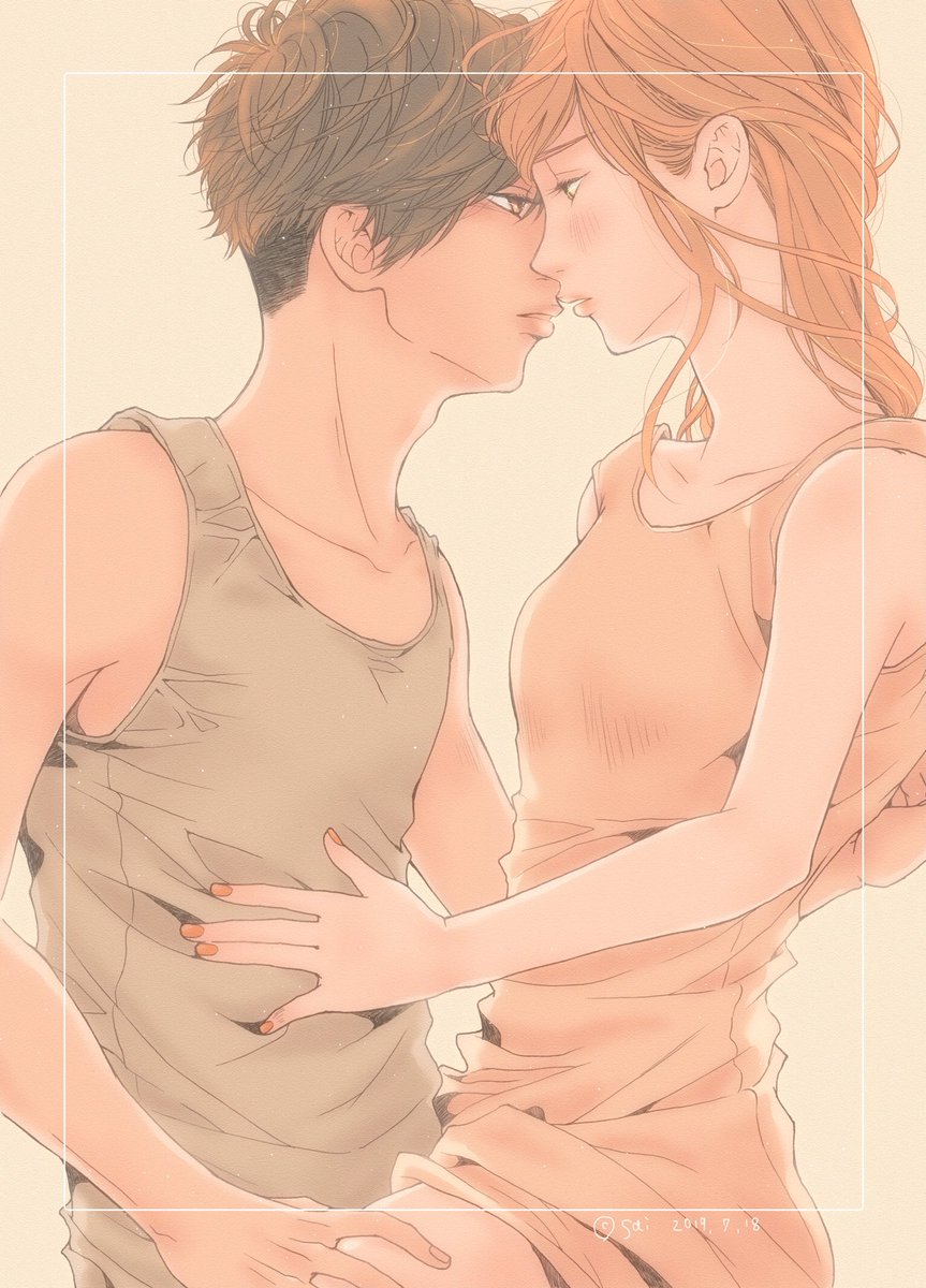 Sai しあわせなキスシリーズ キスまで 3センチ 創作男女 一コマ漫画 イラスト