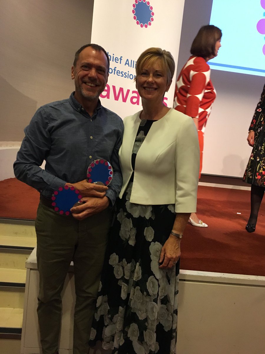 Honoured to be alongside Rob Goodwin, the double winner at the #CAHPO19 awards-AHP Research Impact & AHP of the year! So many comments about the impact of Rob’s work & he’s so very understated! #proud @thecsp