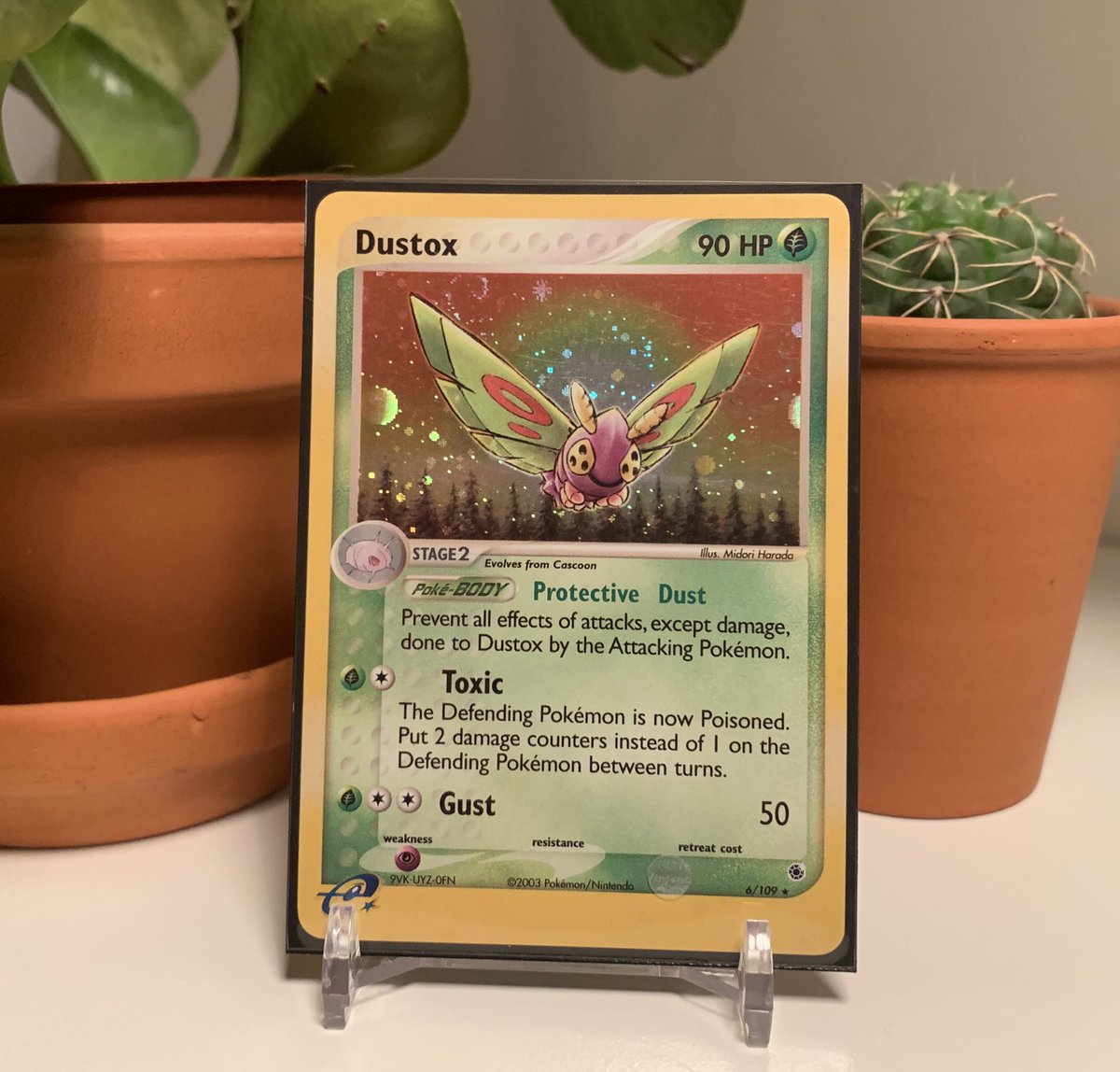 CameramanPoke's tweet photo. New addition to the collection! Dustox from #ExRubyandSapphire - the holo on this card is crazy! #PokemonTCG https://t.co/2ip8rf2B2h