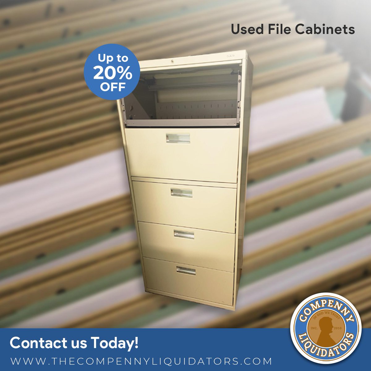 Compenny_Liq's tweet photo. SUMMER SALES! All used file cabinets on sale up to 20% off.
.
.
.
.
#Work #OfficeWork #Office #Workplace #Networking #Dues #Business #BrandChat #SmallBusiness #SmallBiz #StartUps #SMB #Leadership #SocialBusiness #FileCabinets #Furniture #OfficeFurniture #Miami #WorkSpace #Florida https://t.co/uG4G559VuE