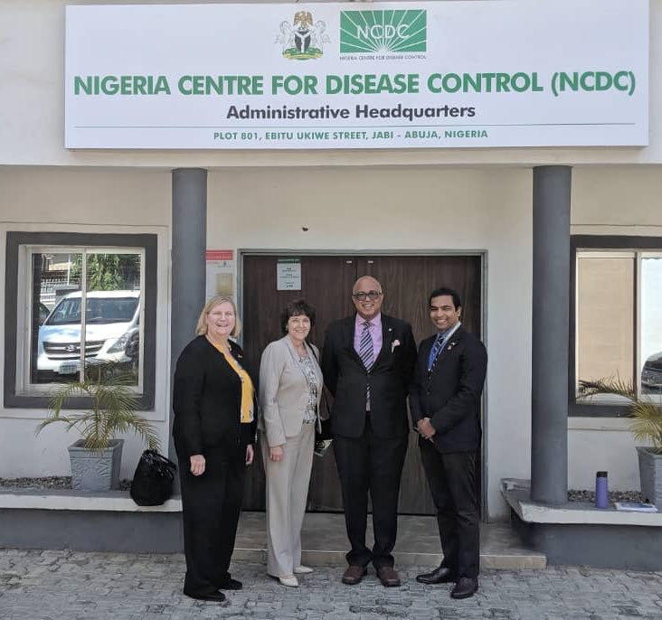 NCDCgov's tweet photo. Today, we hosted Director of @CDCGlobal, @DrMartinCDC & President of @CDCFound, @DrJudyMonroe at our Headquarters. We’re grateful for the support to NCDC, especially with the startup of our private sector structure- Alliance for Epidemic Preparedness and Response
#A4EPR https://t.co/FrPIDvVQmi