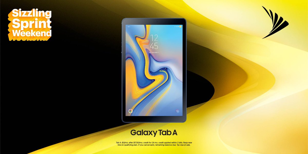 Kyla_SprintRep's tweet photo. This weekend only, pick up a new Samsung Galaxy Tab A 10.5 for $0. That’s a savings of $419.99! #sizzlingsprintsaturday #SSW #SprintWeekend #Sizzling https://t.co/XmSpCnCYCs