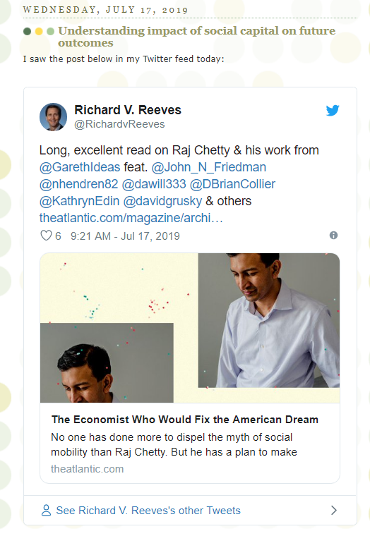 Richard V Reeves Long Excellent Read On Raj Chetty His Work From Garethideas Feat John N Friedman Nhendren Dawill333 Dbriancollier Kathrynedin Davidgrusky Others T Co Eb4alggm7f