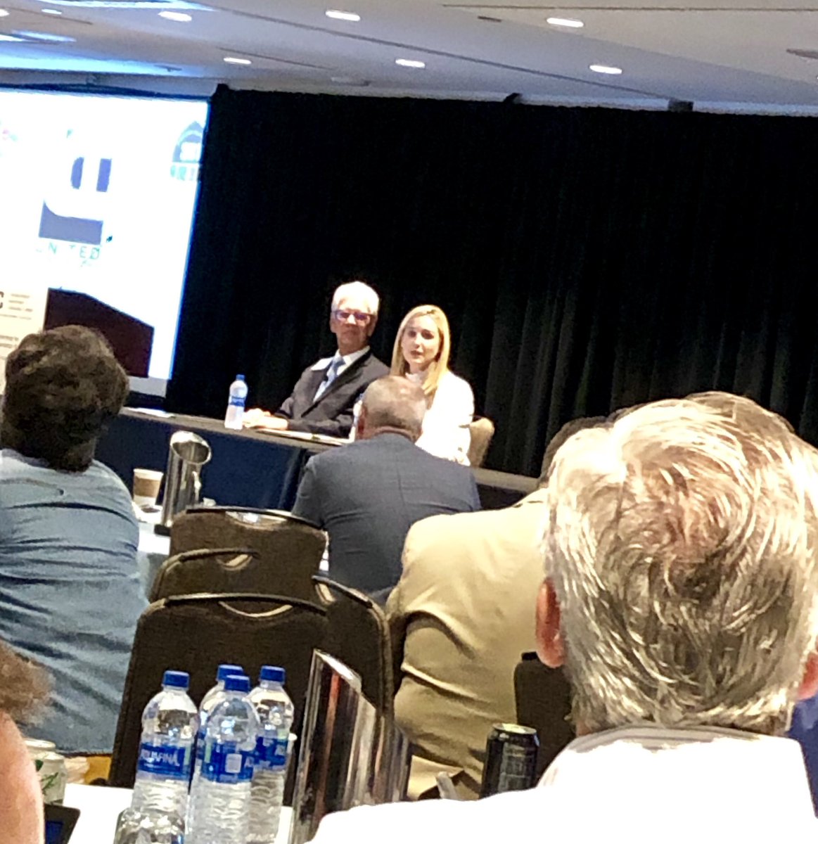 ARTBA's tweet photo. “The first step is to get the governor and other leaders to make public commitments to #Transportation funding” says @UnitedContrs Emily Cohen discussing efforts to pass Calif #SB1 #FixCARoads in #ARTBATIAC panel on national politics impacting the local vote. https://t.co/AIqyBJdhYw