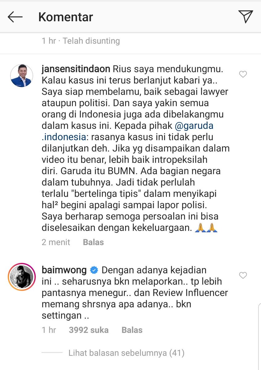 jansen_jsp's tweet photo. Untuk Rius Vernandez saya mendukungmu dan ada dipihakmu. Kpd Yth @IndonesiaGaruda semoga kasus ini bisa diselesaikan dgn kekeluargaan. Pidana itu ultimum remedium. Jalan terakhir. Hindarilah penggunaannya kpd warganegara sendiri. Apalagi kesalahannyapun masih sumir secara pidana. https://t.co/G7qYyjb2I0