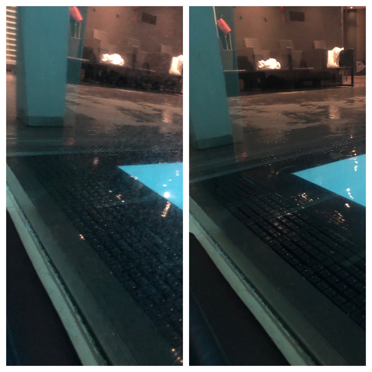 BioVation's tweet photo. Chlorine spotting at the pool - was an issue before BioVations BioCleanse. Pool Safe glass cleaner #safe #pool #clean #biotech https://t.co/srRvIxw6zk