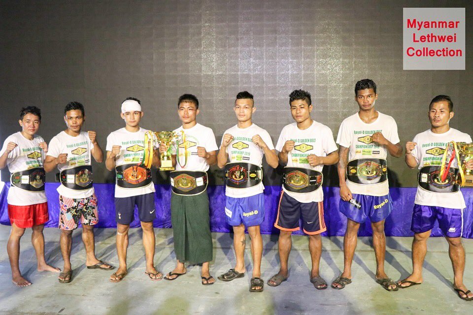 MyanmarLethweiC's tweet photo. Royal-D Golden Belt Champions 2019
Yan Naing Tun - 71 Kg
Sein Myo Aung - 67 Kg
Tun Naing Oo - 63.5 Kg
Saw Min Naing - 60 Kg
Byat Gha - 57 Kg
Saw Shwe Lay - 54 Kg
Thein Soe - 51 Kg
Shwe Ko Lay - Woman 49-53 Kg
Congratulations
(From R to L)
#mlc
#MyanmarLethweiCollection https://t.co/gPy7xCtCRT