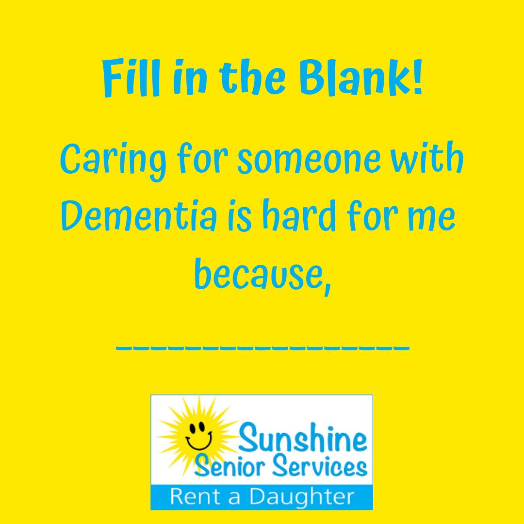 SunshineSenior1's tweet photo. FILL IN THE BLANK

Caring for someone with Dementia is hard for me because,...

BE TOTALLY HONEST -- NO JUDGEMENT.

We want to know how best we can help YOUR family.

https://t.co/6sUH7rNCyH

#elderlycare #dementiacare #agingparents #yql https://t.co/ZGKn2Gj19p