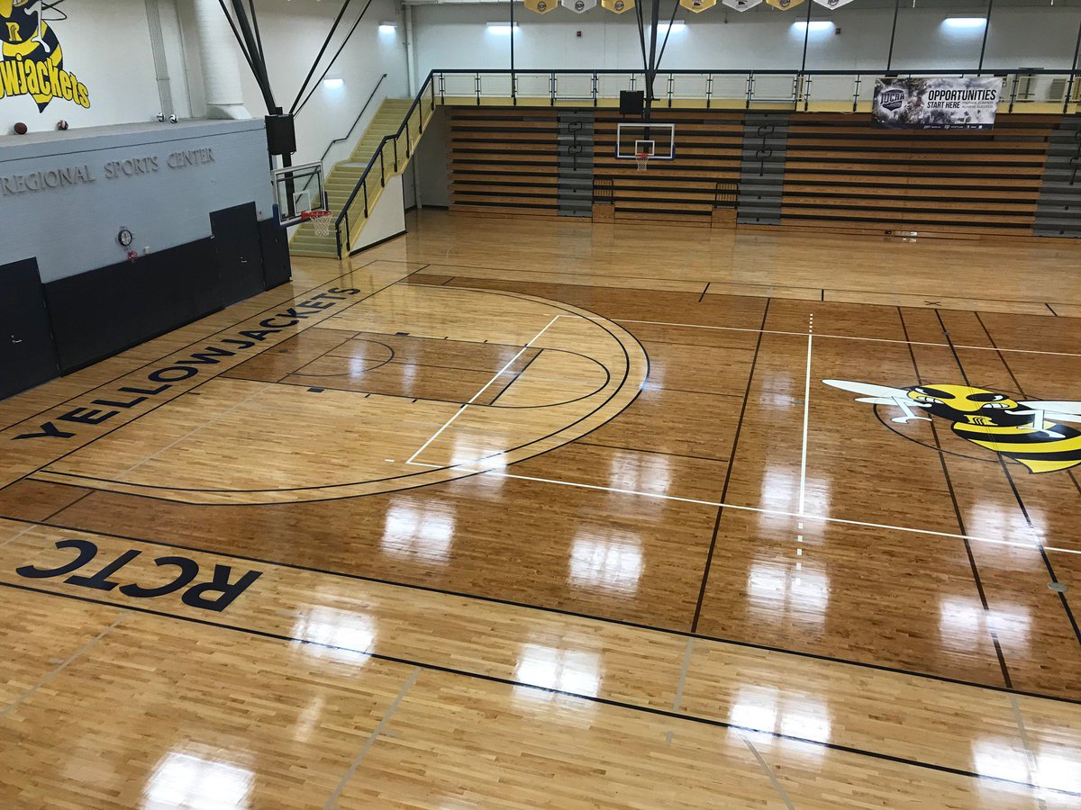 RCTC_MBB's tweet image. New gym floor renovation is done...over 400 wins on the last court-hopefully we have a great run and a national title on this court!