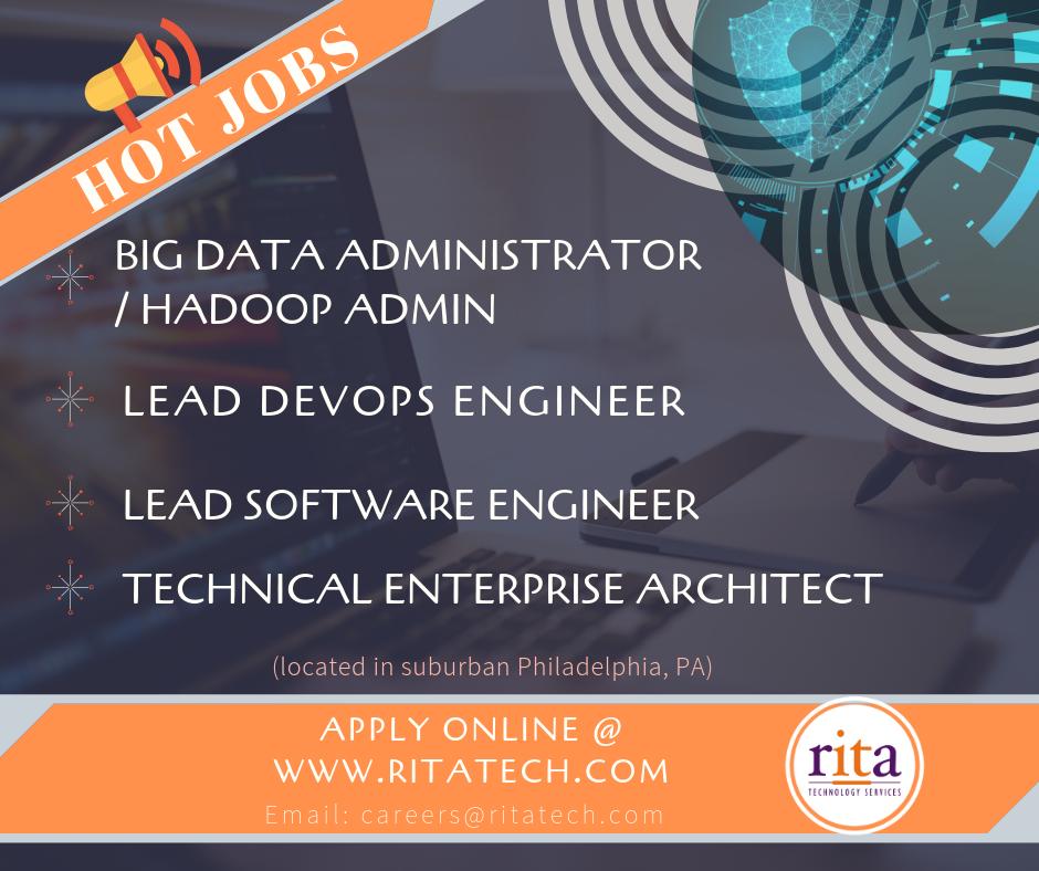 RitaTechnology's tweet photo. This week's hot jobs ... Apply online @ https://t.co/9oyPPXTEnh or https://t.co/Rh0PsUr9in
#servicemesh #microservices #kafka #spark #hadoop #techjobalert #kubernetes #phillyjobs #devopsengineer #enterprisearchitect #softwareengineer #bigdatahadoop #HotTechjobs https://t.co/P50f7cFbAj
