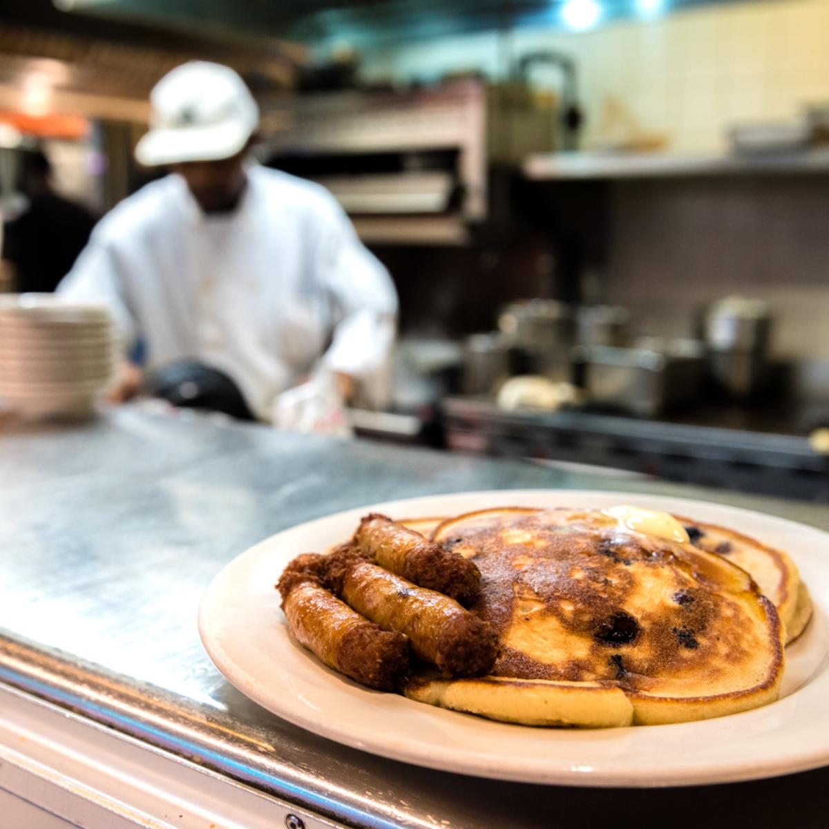 Order up! Nothing beats our fresh pancakes and sausage.