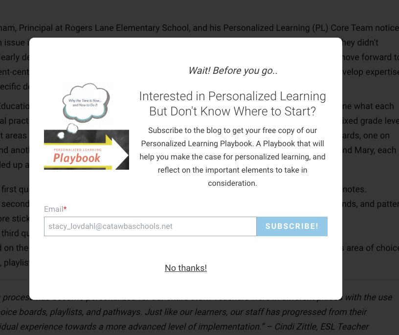 I love this site. I love working with the people at this company. I've subscribed. How can I get this popup to STOP. It is THE most annoying feature.