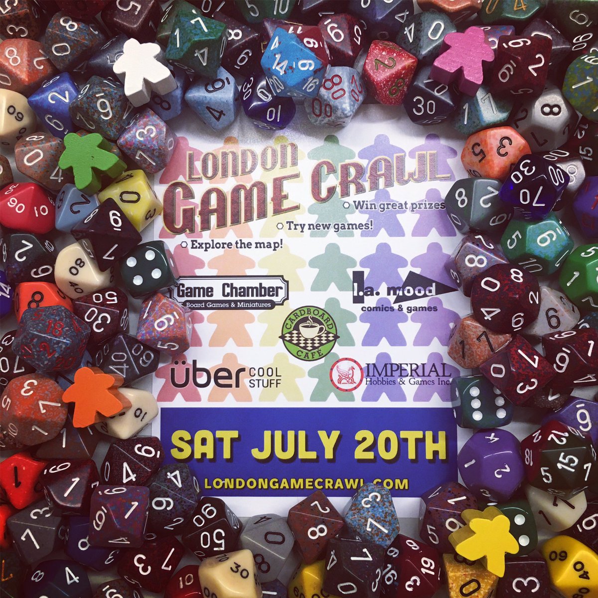 ubercoolstuff's tweet photo. Saturday July 20TH come out to the London Game Crawl! Learn some great games and a chance to win some awesome prizes! #shop519 #getdtl #gamecrawl #game #boargame #dice #fun https://t.co/MRDow1tvCk