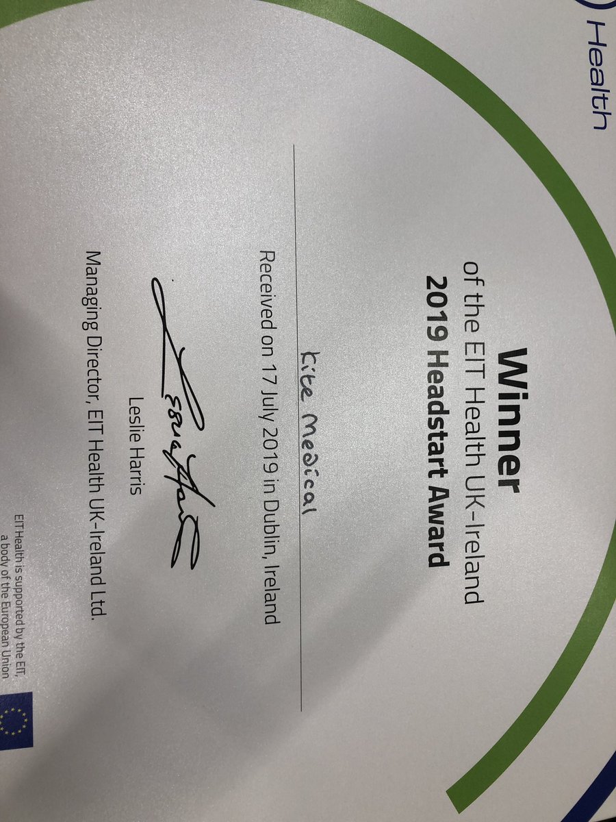 kitemedicalltd's tweet photo. Kite Medical is delighted and humbled to be a winner of EIT Health Headstart grant and congrats to all the participants- amazing projects and pitches! https://t.co/0B8faPlyF9