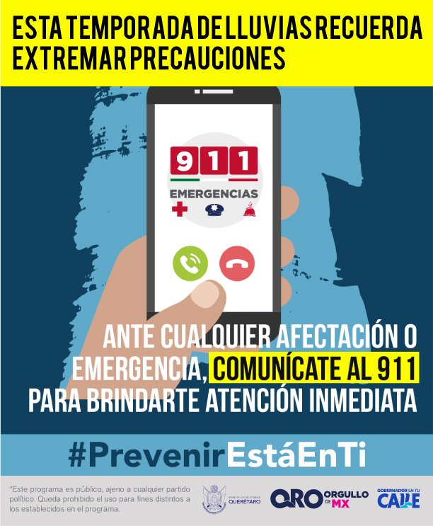 PCIVILQRO's tweet photo. Esta temporada de #LluviaQro recuerda extremar precauciones; ante cualquier afectación o emergencia, comunícate al 9-1-1 #PrevenirEstáEnTi #QuerétaroOrgulloDeMX @CAPTA_Qro @pcmqro @PCSJRQ @PCCorregidora1 @pcEzequielMont @PC_ElMarques @peseguridad1 @cpcuaq @gobqro https://t.co/4ePNv66eOA