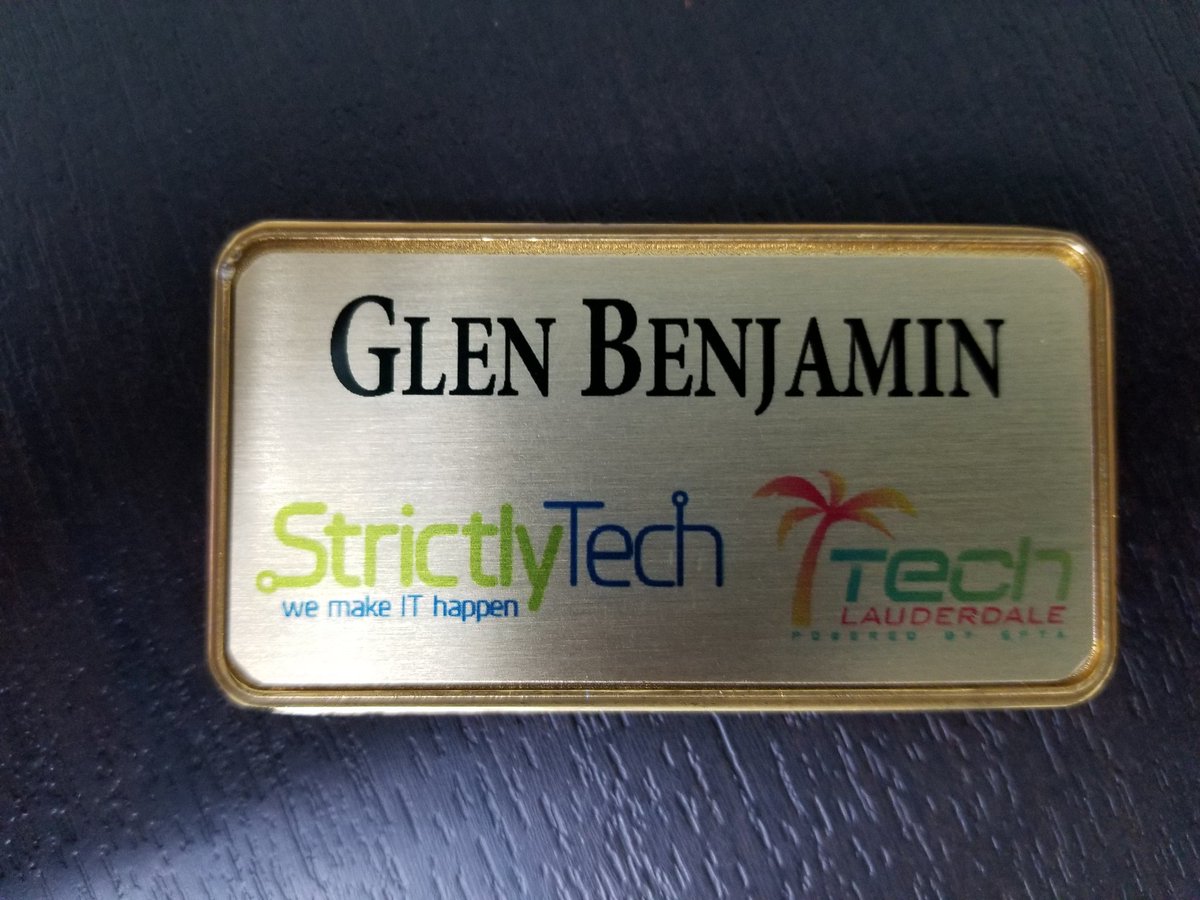 glenbenjamin's tweet photo. What do you think of my new @strictlytec & @TechLauderdale #badge? Make sure that we say #hello at our next event! #strictlytech #techlauderdale https://t.co/YxgbjLGcPo