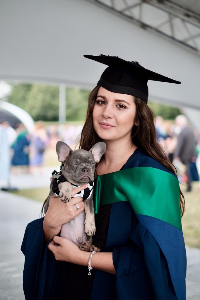 UEAGrads's tweet photo. Hugo is celebrating his 12-week birthday today and proudly supporting his owner Abi who graduated as a nurse this afternoon. It's a win win at #ueagrad2019 #dogsofgraduation https://t.co/cmhPnZf1iS