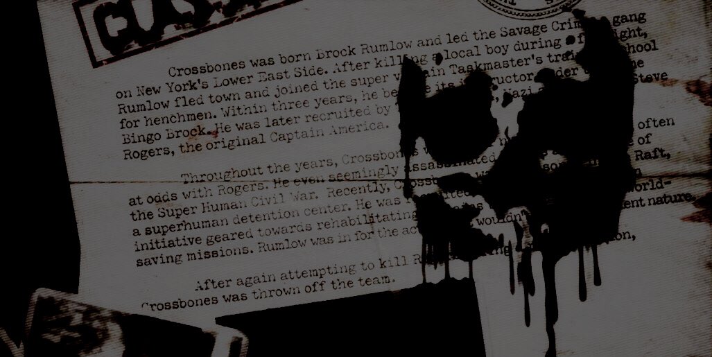 ⠀
              𝙋𝙍𝙊𝙁𝙄𝙇𝙀 ﹕﹟18383722
                   𝙉𝘼𝙈𝙀 ﹕RUMLOW, BROCK
                       𝘼𝙆𝘼﹕CROSSBONES
⠀