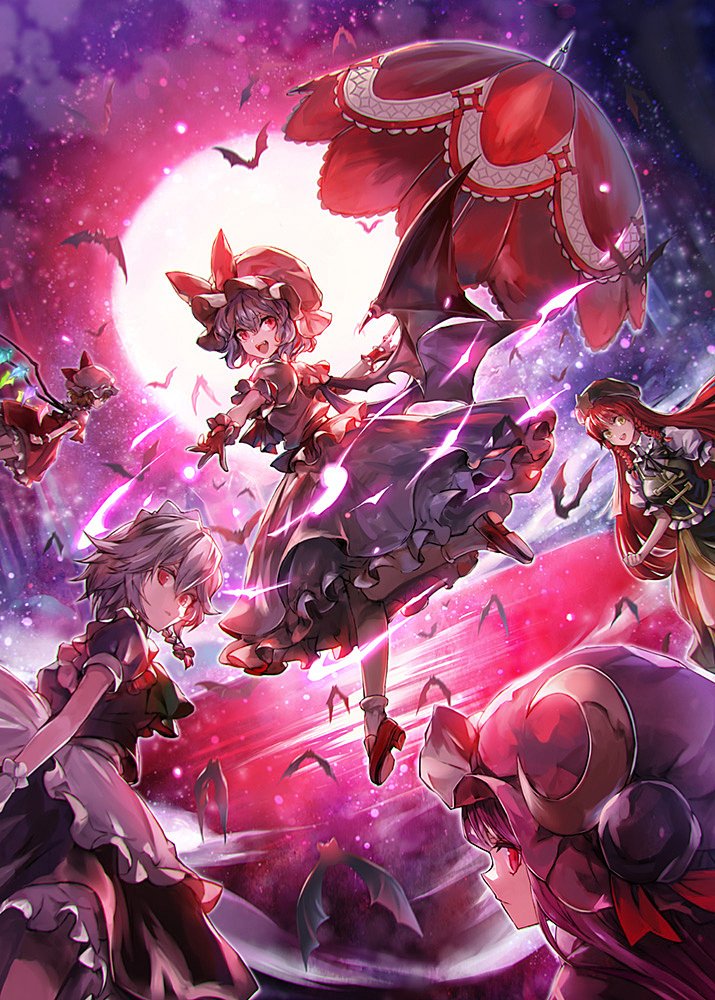 Rebanon 東方 東方project 壁紙 イラスト レミリア スカーッレット 十六夜咲夜 パチュリー フランドール スカーレット 紅美鈴