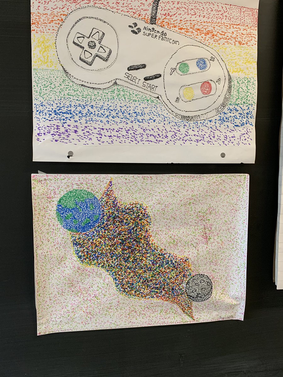 RachelRock18's tweet photo. The students #pointilism pieces from yesterday ✅ @ArtsHWDSB #CreativeProcess #Hardwork #ContinuingEducation https://t.co/wlhXMnWvdh