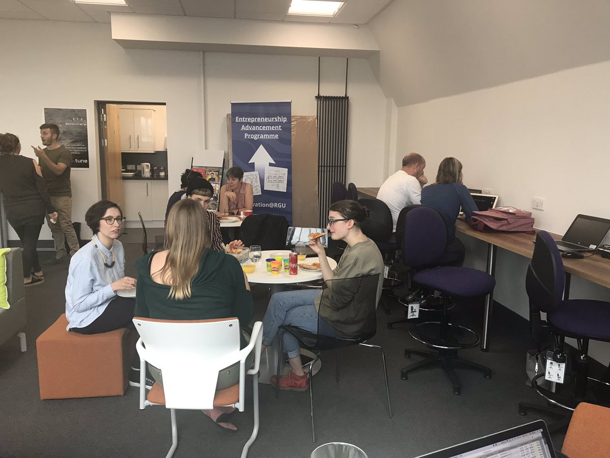 RGUInnovation's tweet photo. Great buzz today at #startupstation in @ONECodeBase TechHub. Our @RobertGordonUni startup teams meet. #creativecollision #Innovations  #entrepreneurlife https://t.co/Af085oqJuf