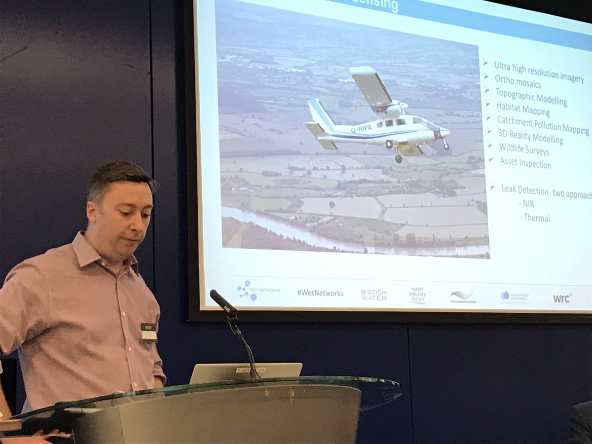 On stage at tonight’s #wetnetworks is <a href="/APEM_Ltd/">APEM Limited</a> - <a href="/WRcplc/">WRc former name</a>’s partner delivering leakage surveys from the air!
