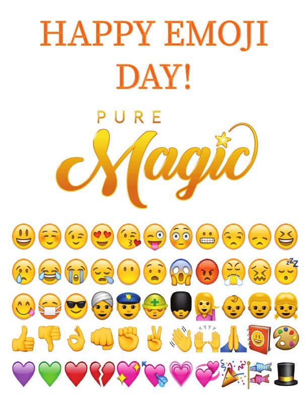 PureMagicGroup's tweet image. HAPPY EMOJI DAY! 🥳 ✨🎈🎊🎉 What is your favorite emoji to say it's time to smoke? 👍🤘👌🌲🔥💨🧠🧞‍♂️🧚‍♀️🍃💫💥🌬💨💨 Share your emojis in the comments! #GotMagic #FeeltheMagic #TastetheMagic #WorldEmojiDay #Emoji #420life #710life #Smokeresponsibly