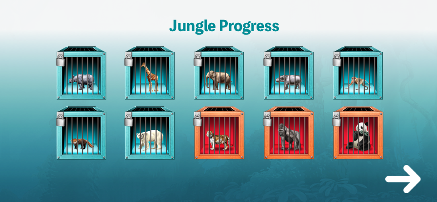 Baboon_Game's tweet photo. Designing a new Jungle Progress screen which shows the player's progress within Baboon! Visual representation of Animals Protected and Animals that still need to be Defended. This design is a work-in-progress. #gamedev #WednesdayThoughts https://t.co/WqO1V5XGSG