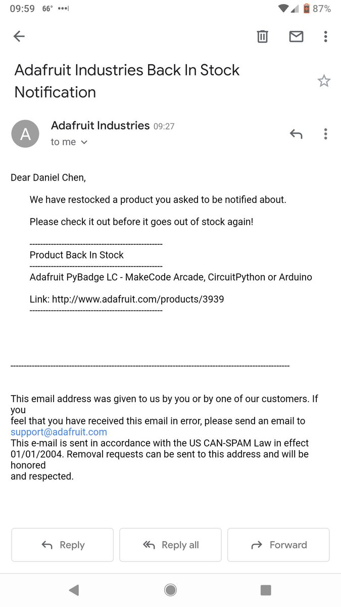 chendaniely's tweet image. The pybadge from @adafruit are restocked!!! #pythonhardware