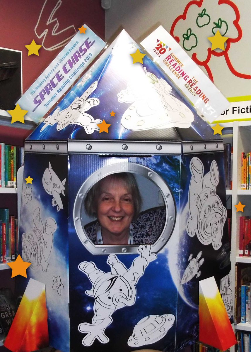 stocktonlibrary's tweet photo. Zoom 🚀on down to any #StocktonLibrary this Saturday & join #SpaceChase #SummerReadingChallenge, read 6 books over the holidays & receive a medal! Norton Library have even got a special rocket photo booth for you to come & have your photo taken once the challenge is completed! ⭐️ https://t.co/f3yaUBvRmt