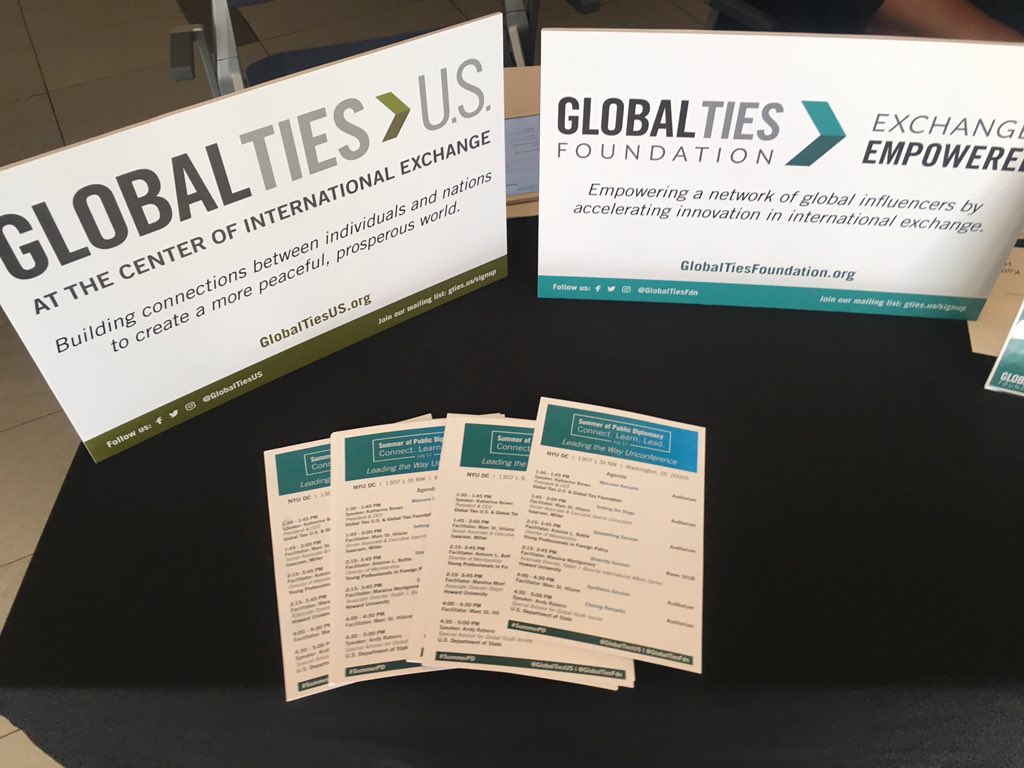 GlobalTiesFdn's tweet photo. We’re behind the scenes at the first ever Global Ties Summer of #PublicDiplomacy! 

Stage is set, registration is open; who’s ready to learn how to connect &amp; lead the way in international affairs?! 🙌👋🖐 

Programming kicks off at 1:30 PM ET. Join the conversation at #SummerPD https://t.co/g9YsEUX5KG