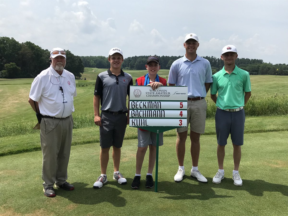 WSGAGolf's tweet photo. The leaders are on the golf course for the 3rd Round of the 118th Wisconsin State Amateur Championship @LawsoniaGolf on a HOT Wednesday afternoon! #MovingDay #WSGAAmateur https://t.co/RxmfnmrhHU