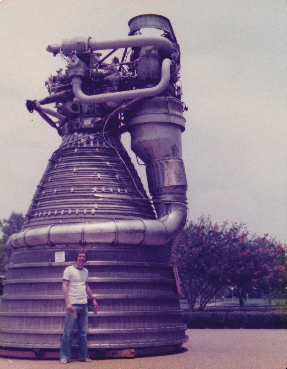 KeithDrv's tweet photo. @spenley @NASA I was lucky enough to visit @NASA in early 80's &amp; here I am stood next to the Saturn V which was at the side of the entrance driveway. https://t.co/wS2lNQ5iO1