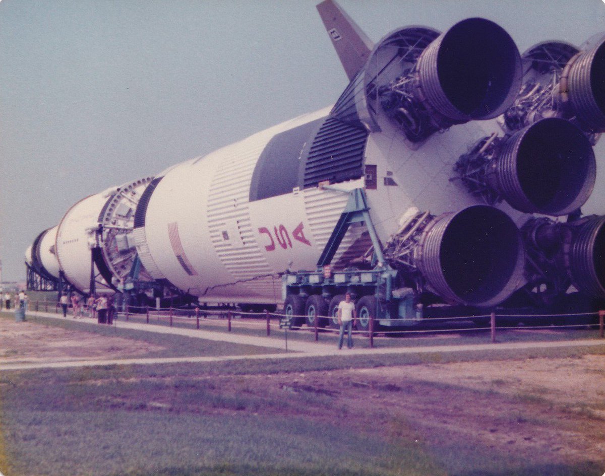 KeithDrv's tweet photo. @spenley @NASA I was lucky enough to visit @NASA in early 80's &amp; here I am stood next to the Saturn V which was at the side of the entrance driveway. https://t.co/wS2lNQ5iO1
