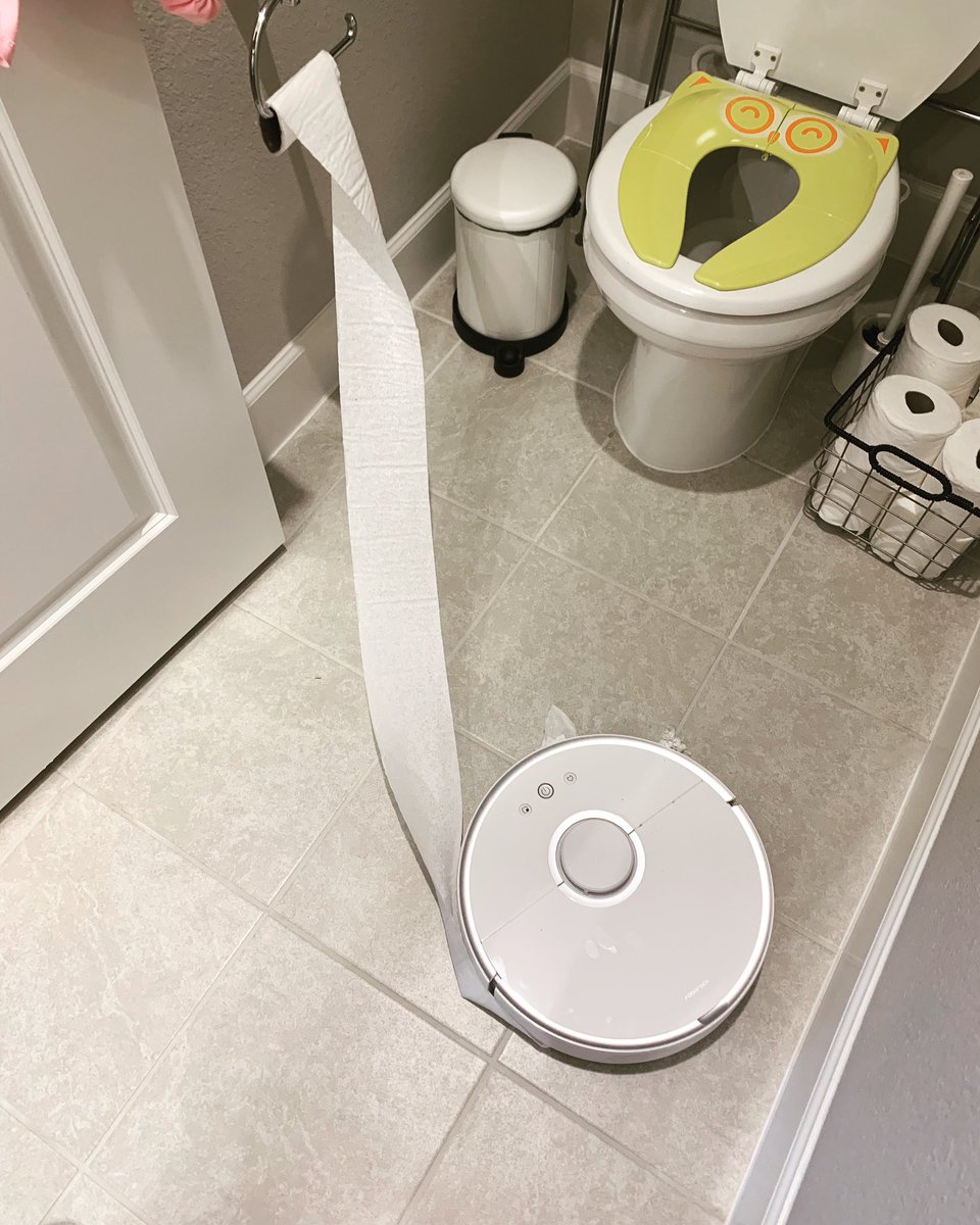 TheHospiceNurse's tweet image. Preschooler Bathroom + Over-Ambitious DJ Roomba.  #owlpotty #djroomba #robotvac #preschooler #pottytraining #hashtags #toiletpapereverywhere #atleastnomorediapers #collegefundcanbegin #howdogirlsmissthepotty