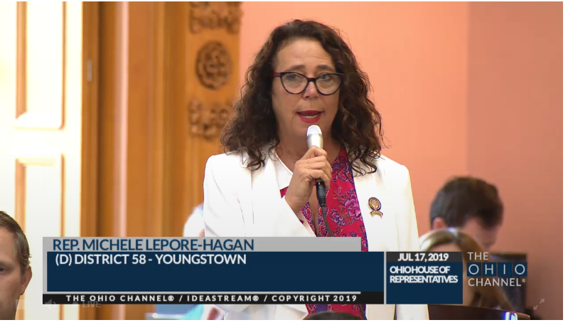 OHHouseDems's tweet photo. Rep. @MLeporeHagan discusses impact of state takeovers, saying budget bill doesn't go far enough to address situation at #Youngstown and other school districts across #Ohio. #RestoreLocalControl https://t.co/vjNxlNxiaW