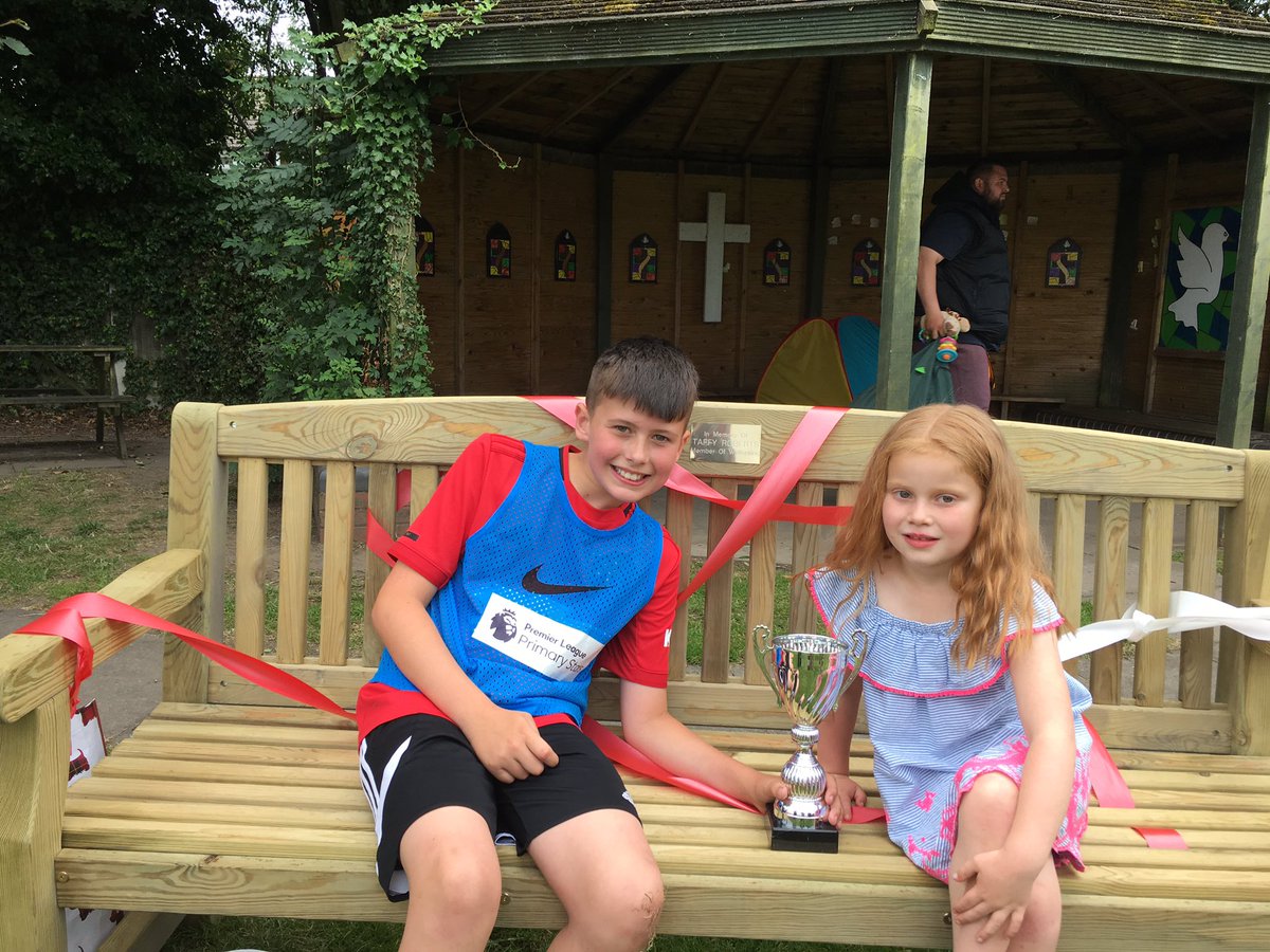 WellspringStP's tweet photo. A great afternoon to finish wellspring and celebrate Taffy Roberts it the taffy cup and the arrival of the Taffy bench. Grandchildren helped with the celebrations! Thanks to all who helped and served wellspring this year and see you this summer @StPaulsCEWigan @TransformWigan https://t.co/dbjBI2BVNz