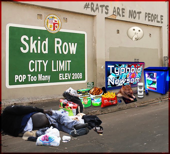 takecaback's tweet photo. @GavinNewsom California has healthier rats and refugees than American citizens forced to live on the streets 🐀🌴🐀
#UniteCA to #RecallGavinNewsom https://t.co/WqDDLMcm0u