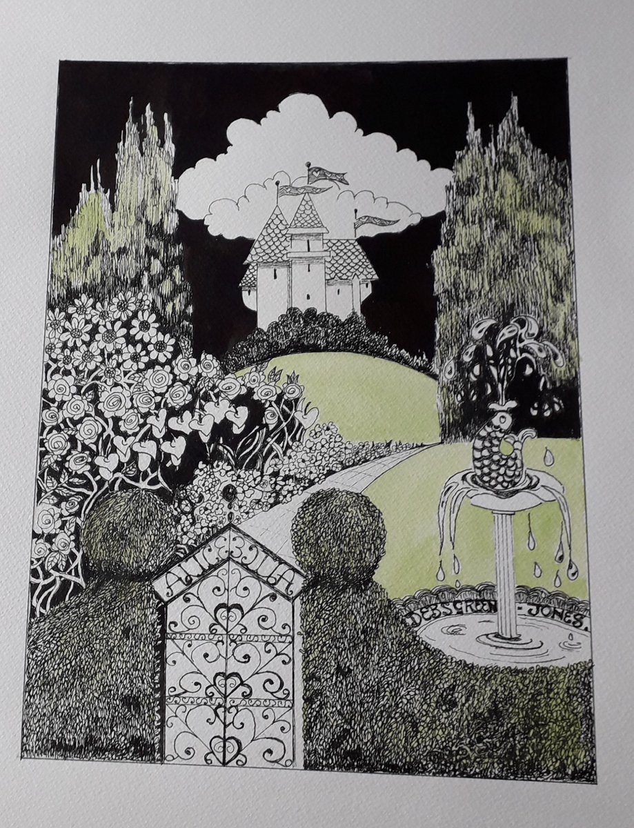 DebsGreenJones2's tweet photo. A friend asked me why as an illustrator I don't post more of my own work? No idea really, so this is one of my Alice in Wonderland ones. Pen &amp; ink. More Gothic than Disney I hope! #booklovers
 #illustration #AliceinWonderland
'The lovliest garden you ever saw' https://t.co/LO23l9Hgyy