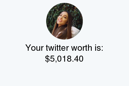 positionalex's tweet photo. My Twitter worth is: $5,018.40

Find yours with https://t.co/Xq5yJb7uRF

. https://t.co/7qnoLaLmiP