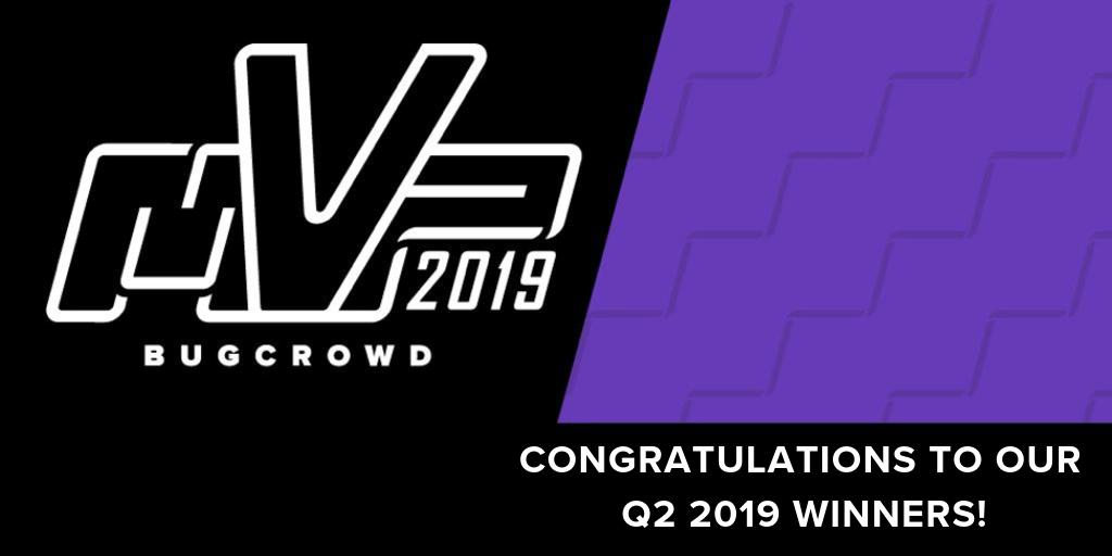 Bugcrowd's tweet photo. MVPs and swag 🎉 Announcing our Q2 '19 #MVP researchers. Congrats to all, and we can't wait to see you rocking the new gear! https://t.co/YbLhfF2bWS #ItTakesACrowd #OutHackThemAll https://t.co/bClxH3UfG1
