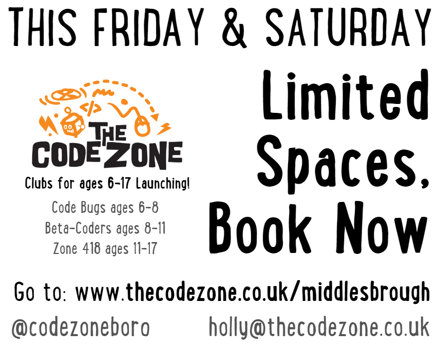 codezoneboro's tweet image. Robots to code ⚙️ Games to make 🎮 Drones to fly 👾 Less than 48 hours to go! @lovembro @MbroCouncil @mimauseful @WaterstonesMid @MbroDigital #utb #brilliantboro