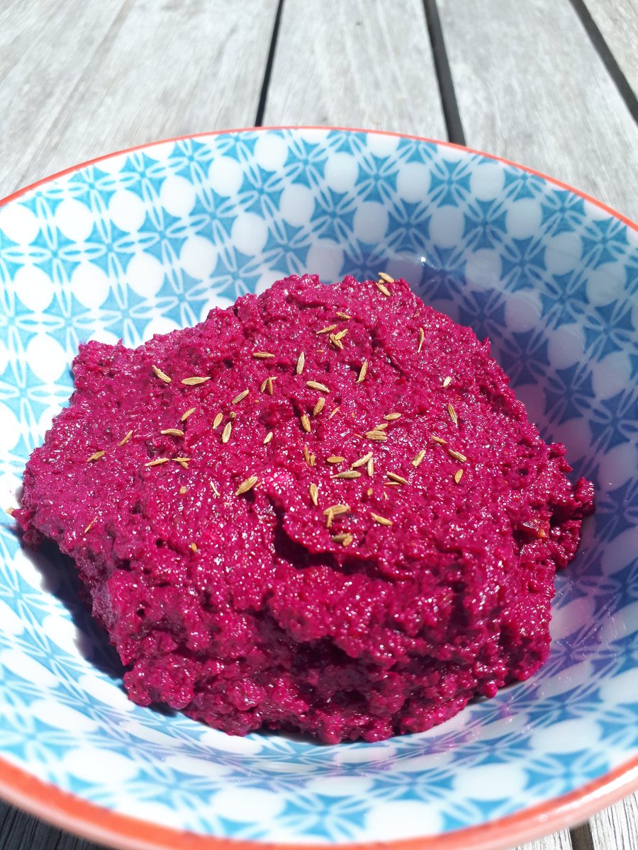 IOW beetroot and walnut hummus in the shop £1.75 a tub