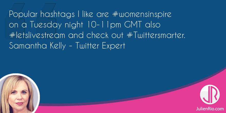 Marketing_JR's tweet photo. Wednesday quote:
Popular hashtags I like are #womensinspire on a Tuesday night 10-11pm GMT also #letslivestream and check out #Twittersmarter. Samantha Kelly - Twitter Expert @Tweetinggoddess https://t.co/Uo0OnnfXhx
# https://t.co/sFYf7P4Mbe