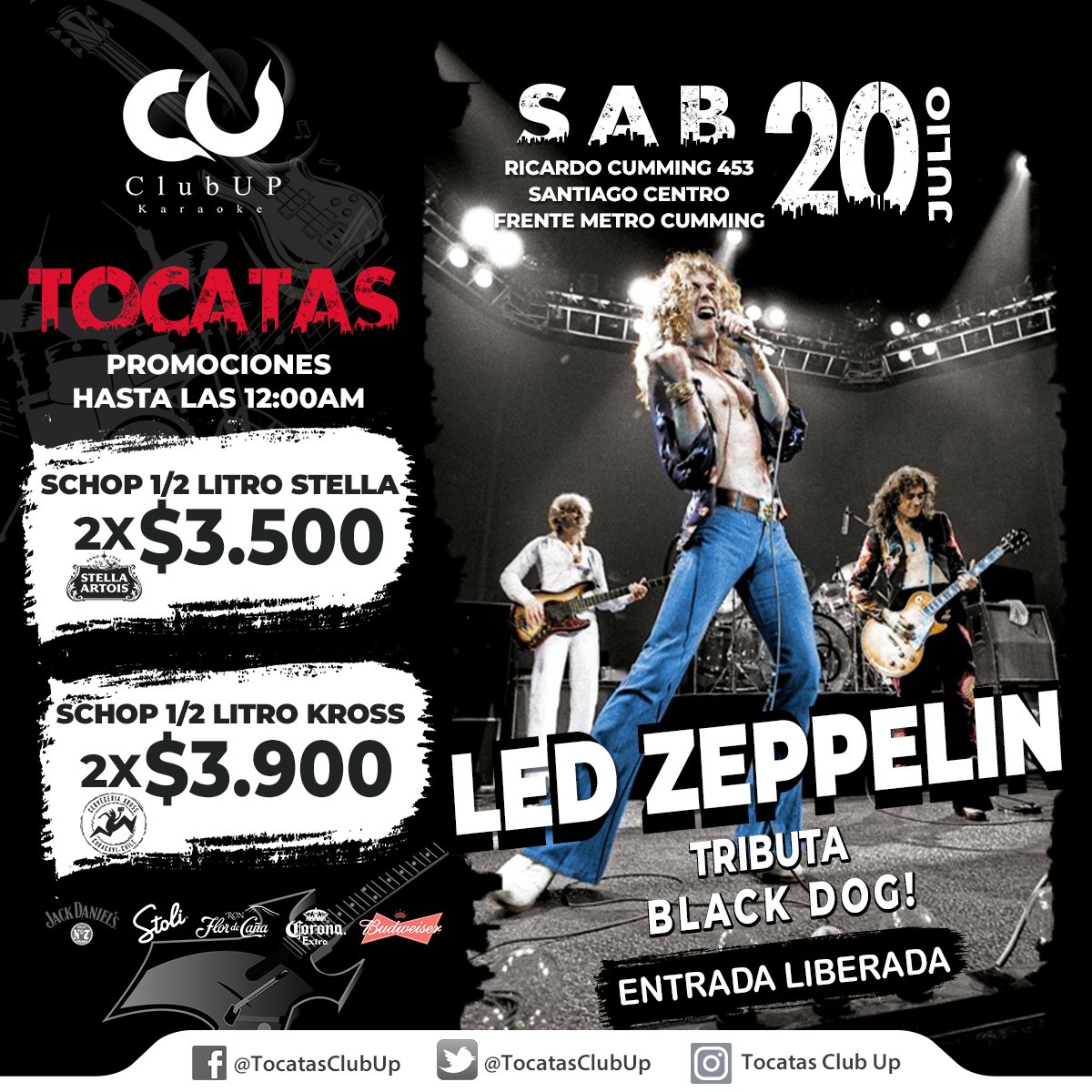 TocatasClubUp's tweet photo. ★ ENTRADA LIBERADA
Sábado 20 DE JULIO, 2º PISO:
LED ZEPPELIN  – BLACK DOG https://t.co/KYRiM9AwhG