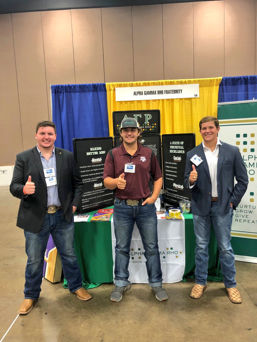 agr_tamu's tweet image. Shout out to brother @evan_berger21 @bc3899 and alumni @Preston_DeJong for doing some recruiting at the Texas FFA state convention! #rushagr #tamu
