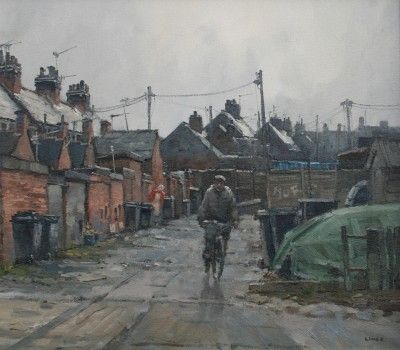 mike_loseby's tweet photo. Northern art: "Early Morning Watcher"...Painting by contemporary artist, #JohnLines (British painter, born in #Rugby 1938)..

Lines portrays aspects of every-day British urban life.. https://t.co/r2KVmNbAiN